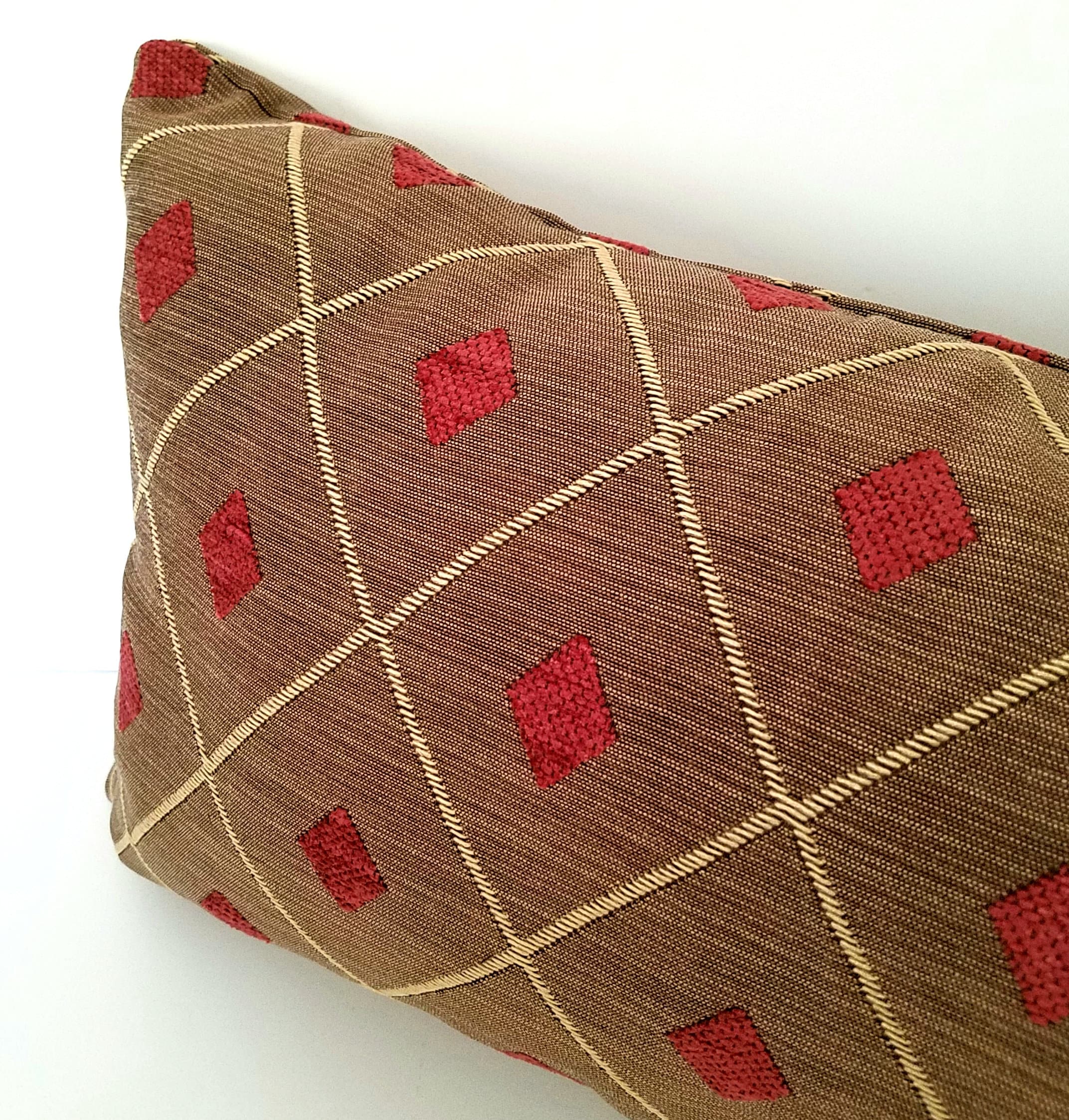 Robert Allen Pillow Chenille Pillow Throw Pillow Cover Red & Gold Chenille