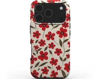 Red Floral MagSafe Tough Phone Case