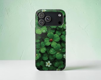 Lucky Clover & Ladybug Phone Case – Green Nature Floral Case