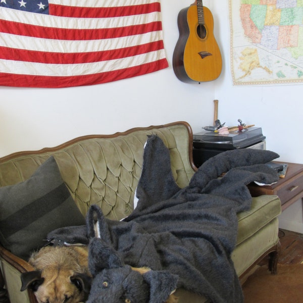RESERVED: for trixiedelicious until May 18th. Faux Fur Grey Wolf Pelt - Stuffed Animal / Plush Throw Blanket or Rug