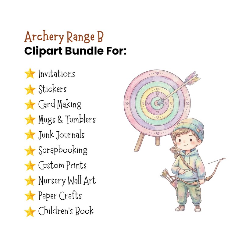 Ensemble d'images clipart aquarelle sur le thème du tir à l'arc ...