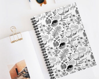 Black Outlines Botanica Spiralbound Notebook