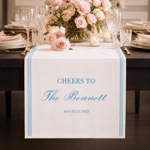Camino de mesa personalizado con nombre y fecha para bodas, camino de mesa personalizado para la mesa de los novios, camino de mesa personalizado para la mesa del pastel, mantelería para recepciones de eventos.