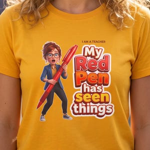 Mein roter Stift hat Dinge gesehen – T-Shirt | Grafik-T-Shirt für Lehrer