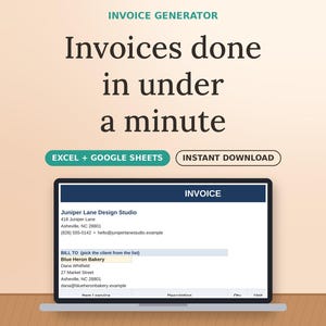 Invoice Generator Spreadsheet, Auto Fill Billing Template, Client Payment Tracker Log, Excel & Google Sheets