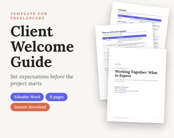 Client Welcome Guide Template, Editable Word Client Welcome Packet for Freelancers, Client Onboarding Template
