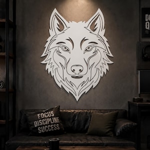 Wolf Head Metal Wall Art – Rustic Man Cave Decor