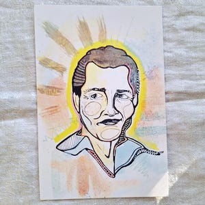 Norm Macdonald Print - 4x6 inch Art Postcard Art Card - Comedian SNL Tribute Illustration Memorial Portrait - FREE us SHIPPING