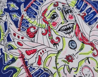 Venus Uber Alles - Mixed Media Original Ink Drawing Illustration - Mars Venus INRI