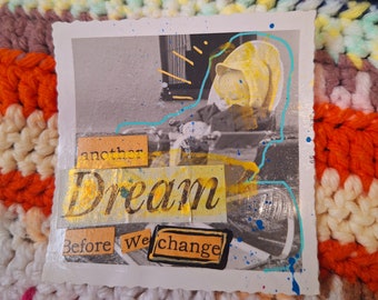 Another Dream - Mini Channeled Collage #3 - Vintage Black and White Photo Mixed Media Painting - FREE US SHIPPING