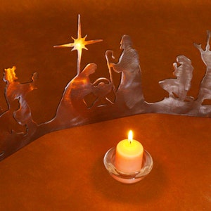 SALE---Metal all-in-one nativity