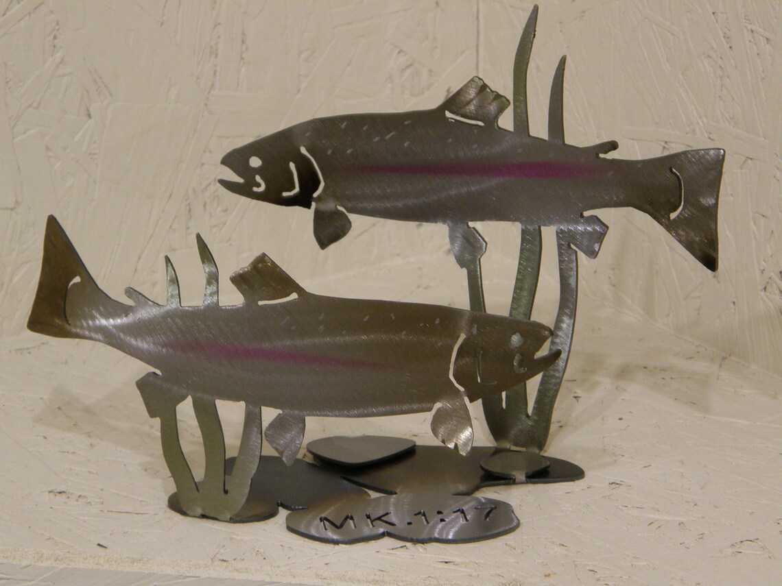 3D Metal Sculpture of Trout With Scripture Etsy