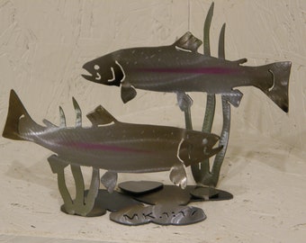 3-D Metal Sculpture of Trout with Scripture