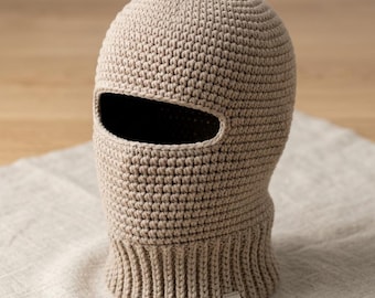 Crochet Balaclava Pattern, Beginner Winter Ski Mask, Ribbed Neck Hood (PDF)