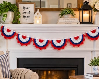 Beginner Crochet Patriotic Bunting Flag Pattern | 4th of July Garland (Digital Download)