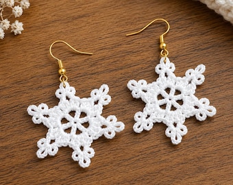 Crochet Snowflake Earrings Pattern, Delicate Lace Winter Jewelry (PDF Pattern)