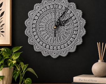 Textured Crochet Wall Clock Pattern, Mandala-Style Home Decor (PDF)