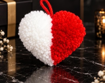 Yarn Pom Pom Heart Craft Pattern | Fork DIY Tutorial (PDF Download)