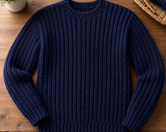 Men's Chunky Ribbed Sweater Crochet Pattern (Instant Download)