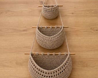 Crochet Hanging Basket Pattern | 3 Tier Fruit & Bread Storage (PDF Tutorial)