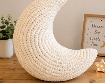 Crochet Moon Pillow Pattern, Crescent Pillow, Beginner PDF, Cozy Nursery Decor