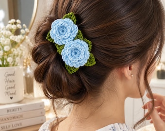 Crochet Rose Hair Clip Pattern, Beginner Friendly, DIY Flower Accessory (PDF)