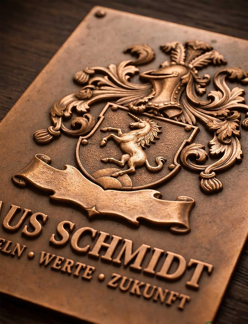 Custom Cast Bronze Family 3D Crest Plaque, Personalized Coat of Arms ...