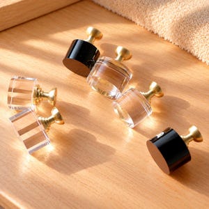 Boutons de porte en verre, base en laiton non verni, quincaillerie moderne pour meubles