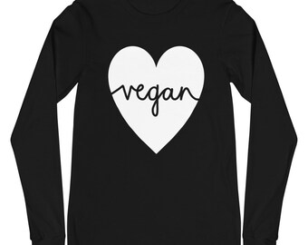 Unisex Vegan Heart camiseta de manga larga
