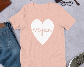 Vegan Heart - Camiseta unisex de manga corta
