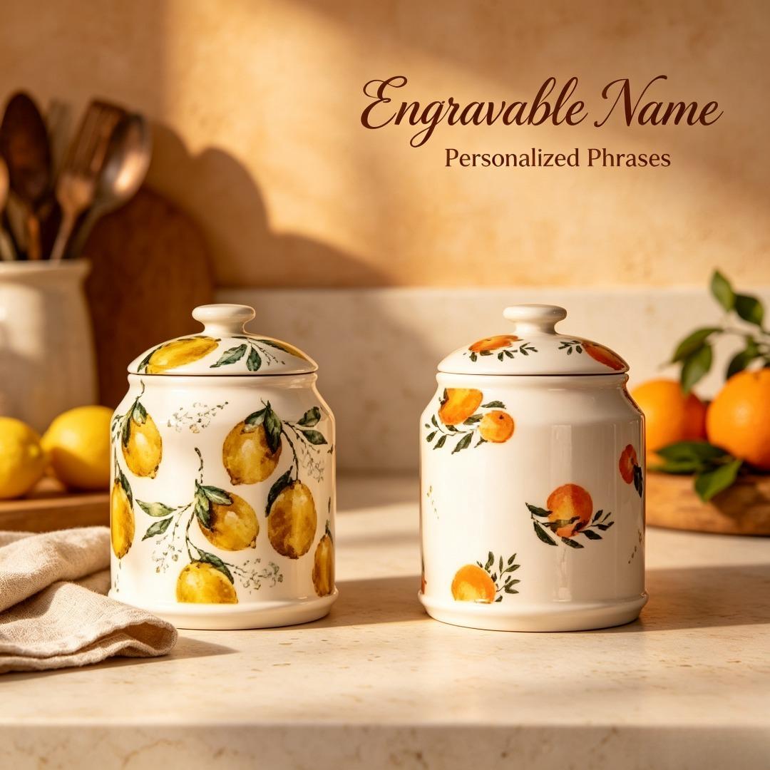 Ceramic Lemon Canister - Etsy