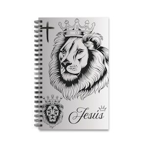 Lion of Judah Jesus Spiral Journal | Christian Notebook, Crowned Lion Design