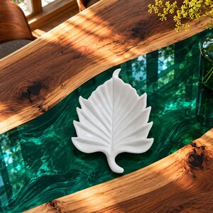 Hand Carved White Marble Leaf Bowl, Natural Stone Tray, Luxury Table Centerpiece