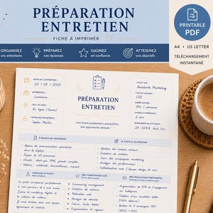 Printbare PDF-voorbereiding voor sollicitatiegesprekken | Sollicitatieplanner | Werkblad voor sollicitatievoorbereiding | Solliciteren | Direct downloaden (A4-formaat)