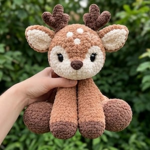 Virkat Hjortmönster Amigurumi PDF Fawn Virkmönster Söt Skogsdjur Plysch Handledning Digital Nedladdning