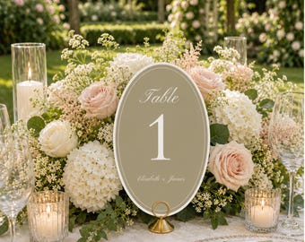 Sage Green Wedding Table Number Template | Editable Canva Table Sign | Printable Reception Table Numbers | Wedding Decor | SG01 Download