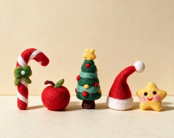 Wool Felt Christmas Ornaments Set Mini Holiday Tabletop Tree Decor