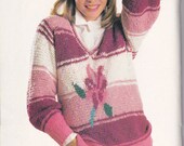 Crochet Iris V-Neck Pullover / Vintage Crochet Pattern / Instant Download