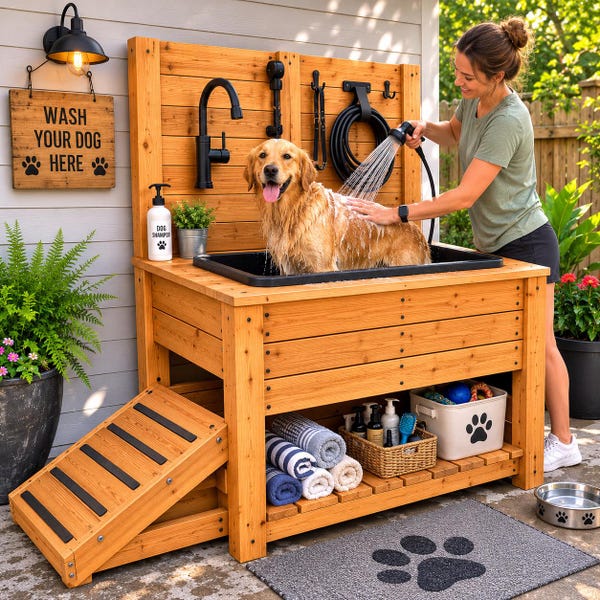 Dog Wash Station Plans, DIY Wooden Pet Bath Station PDF with Step-by-Step Guide