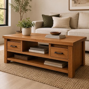 Modern Coffee Table Plans | DIY Woodworking Storage Blueprint (Digital Download)