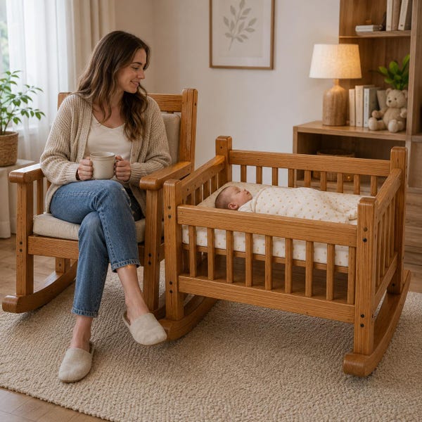 DIY Rocking Chair and Baby Cradle Combo Plans: Mom Baby Double Rocker PDF