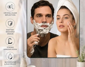 Anti-Fog Shower Mirror | Fogless Hanging Bathroom Mirror for Shaving, Skincare & Makeup | Shatter-Resistant Design