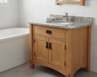 Craftsman Bathroom Vanity Cabinet Quarter Sawn White Oak 33 Color Choice