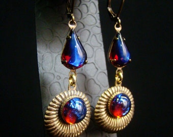 Pendientes colgantes de ópalo mexicano Dragons Breath