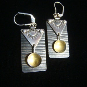 24K, Sterling & Nickel Rectangle Lever Back Earrings