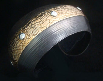 Black Nickel Cuff Bracelet with Nu-Gold and Sterling