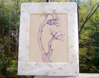 Original Art "Tree Spirits" Hand colored drawing in organic matt