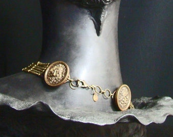 Victorian Flower Buttons Multi Chain Necklace