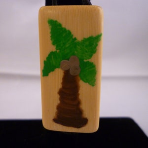 Palm Tree hand-painted bamboo tile adjustable necklace