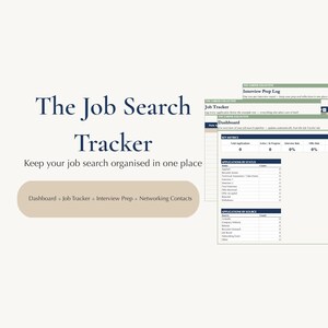 Job Tracker - Job Application Spreadsheet, Job Search Tracker, Interview Prep and Networking Tracker